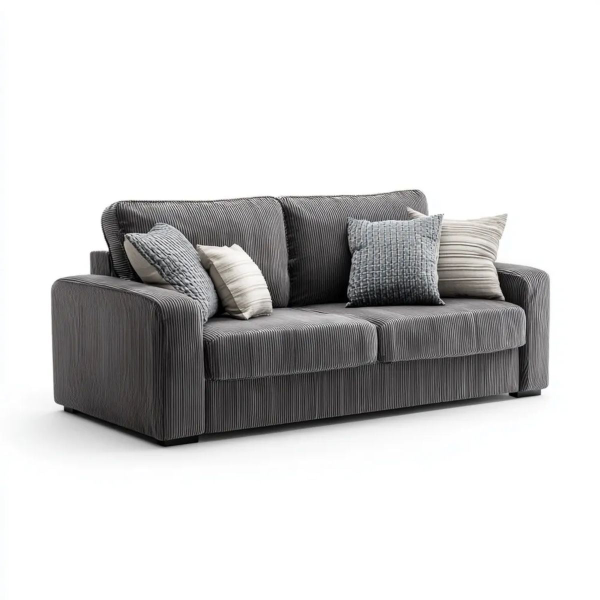 Sofa, 2-osobowa sofa solarna szary antracyt w wiklinowym welwecie 180 x 90 x 85 cm