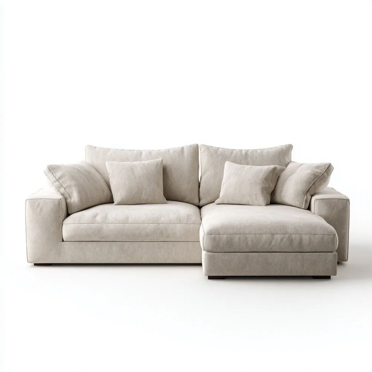 Sofa, 3-osobowa poliestrowy beżowy sofa z prostokątnym kątem 250 x 160 x 85 cm