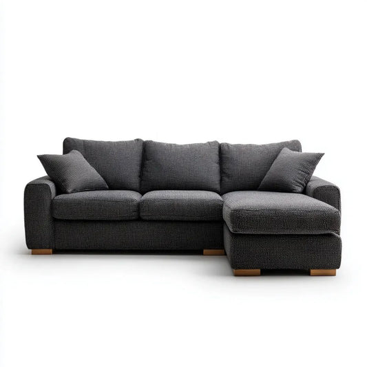 Sofa, 3-osobowa poliestrowy szary antracyt sofa z distrist meridian, 270 x 160 x 88 cm