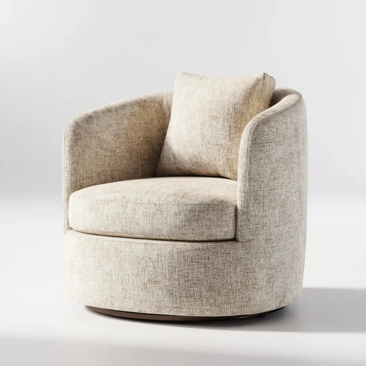 Fotel tapicerowany Beige 82 x 83 x 76 cm okrągłe szenilowe poliestrowe z podłokietnikami