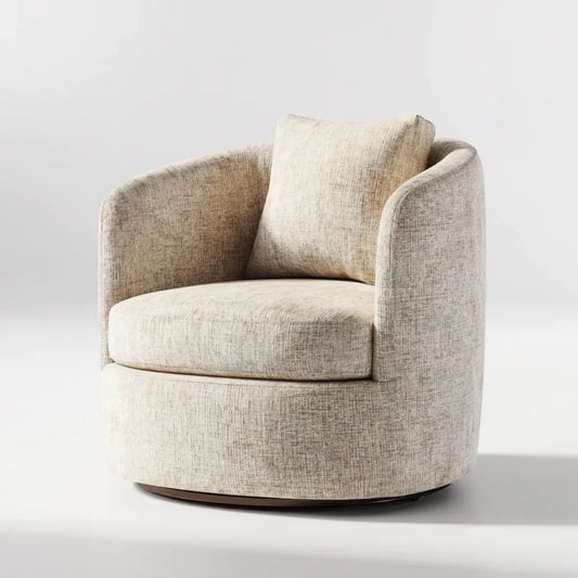 Fotel tapicerowany Beige 82 x 83 x 76 cm okrągłe szenilowe poliestrowe z podłokietnikami