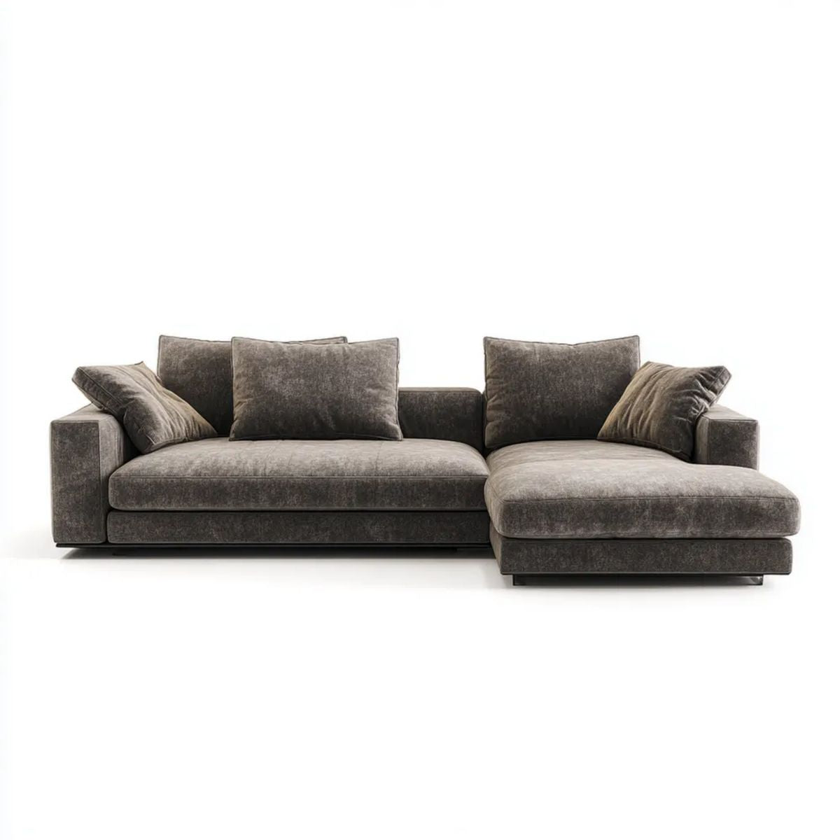 Sofa, 4-osobowa wyprostowany narożnik wytłoczony sofa wytłoczony szarym antracytem poliester wytłoczony aksamitem wytłoczonym 280 x 170 x 85 cm