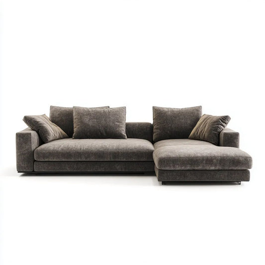 Sofa, 4-osobowa wyprostowany narożnik wytłoczony sofa wytłoczony szarym antracytem poliester wytłoczony aksamitem wytłoczonym 280 x 170 x 85 cm