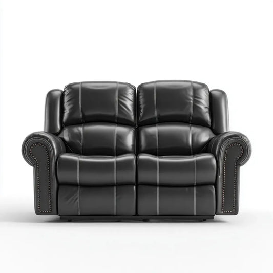 Sofa, 2-fotelowa sofa czarna 170 x 95 x 102 cm PU- sztuczny prostokątna