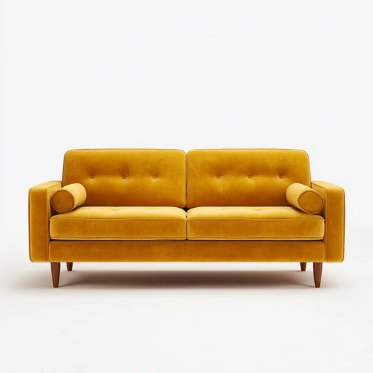 sofa 2-osobowa musztarda żółty 180 x 85 x 83 cm poliester włącznie prostokątna