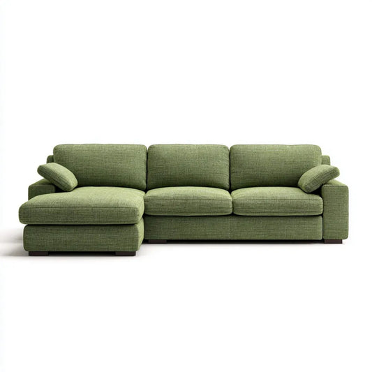 Sofa, 3-osobowa sofa w oliwkowej zielony poliester tkaniny poliestrowej, 285 x 165 x 86 cm