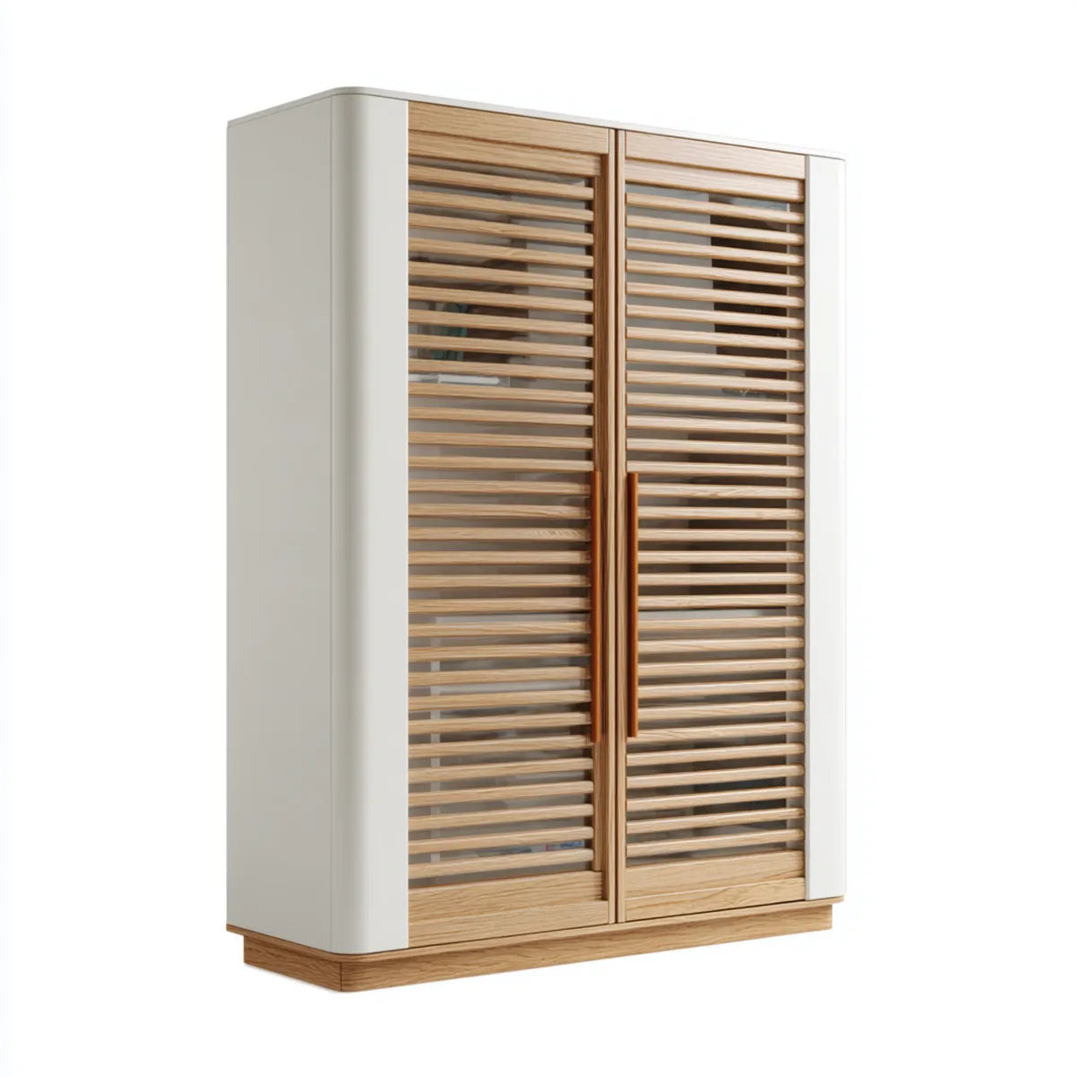 Szafa z 2 drzwiami lamelarnymi Dąb biały 120 x 60 x 200 cm Fornir dębowy MDF prostokątna