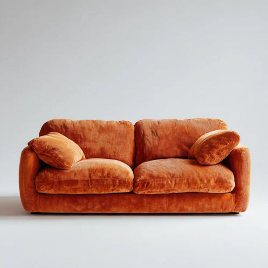Sofa, 2-osobowa pomarańczowy sofa solankowa spalona w poliestrze nawilżona pigmentowiec, 180 x 90 x 78 cm