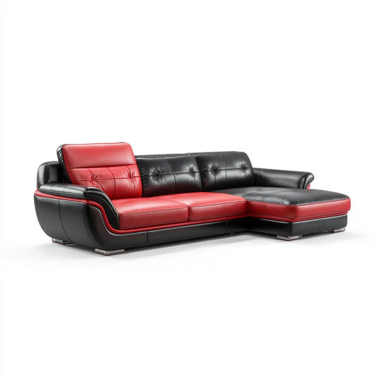 Sofa, 3-osobowa w kolorze czarnym i czarnym w polipropylenowej, syntetycznej skórze, 280 x 165 x 90 cm