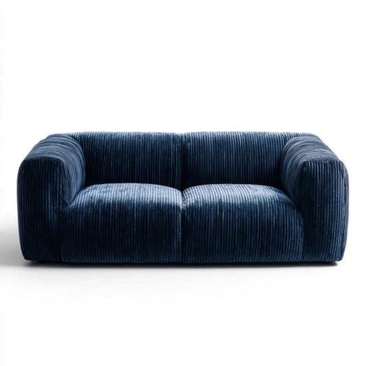 Sofa, 2-osobowa fizjologiczny fissofa niebieska w poliestrze fisribbed fisvelvet, 160 x 90 x 75 cm, fiscured fiscolor