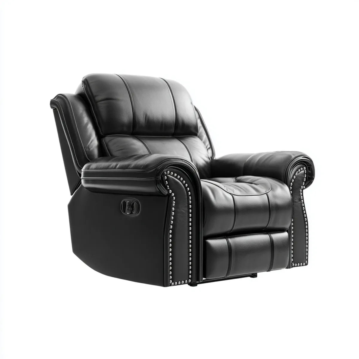 Fotel, Elektryczny fotel relaksacyjny czarny ze skóry syntetycznej PU 90 x 95 x 102 cm z oparciem na leżąco