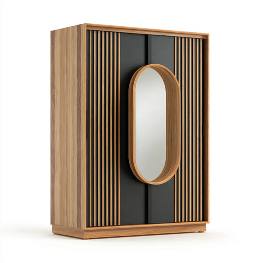 Szafa z 2 drzwiami przesuwnymi Mirror Nussbaum czarny MDF 120 x 60 x 200 cm