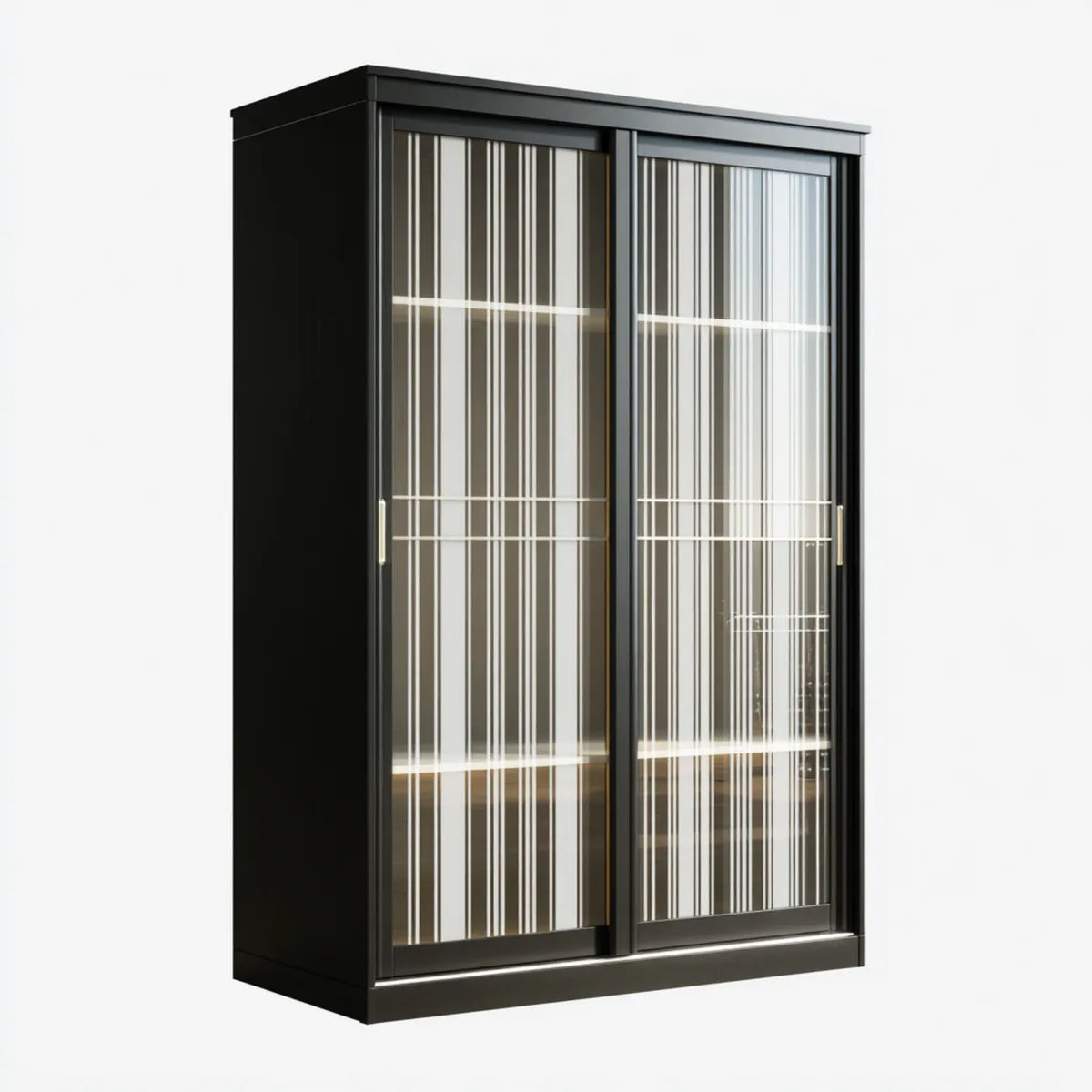 Szafa, Szafka na drzwi pływające Czarna 120 x 60 x 200 cm stal hartowane szkło prostokątne