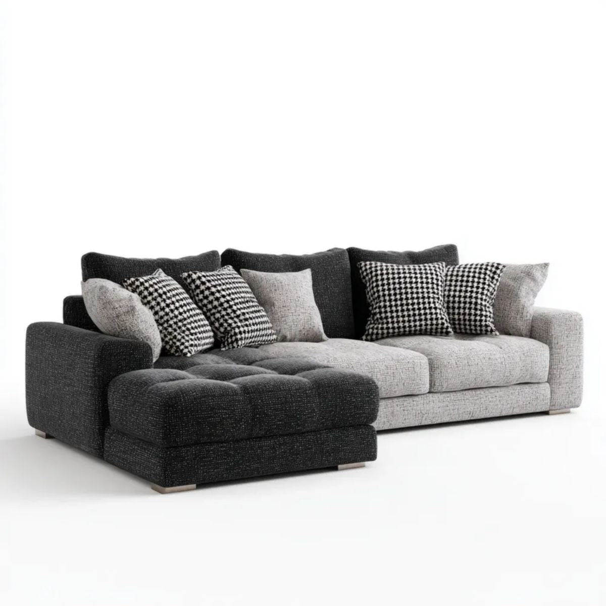 Sofa, 3-osobowa w lewym rogu sofa w poliestrowym antracycie szary i jasnoszary 280 x 165 x 88 cm